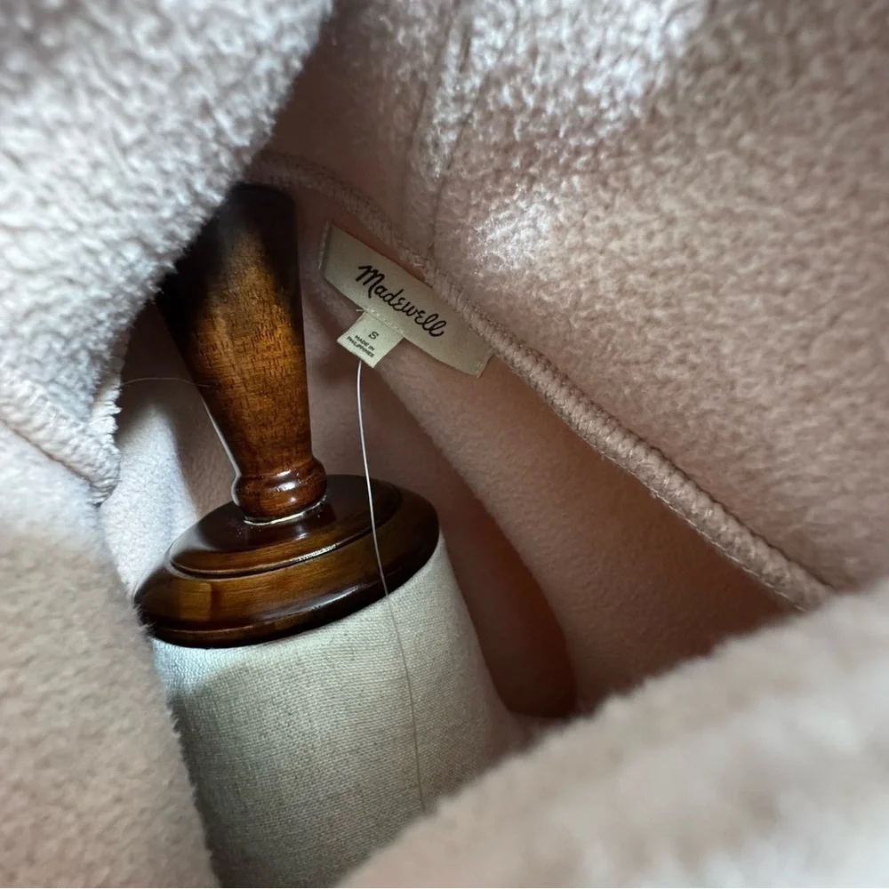 Madewell • Roseann (Re)sourced Sherpa Popover Oversized Fleece Pale Pink S NWT - Picture 7 of 8